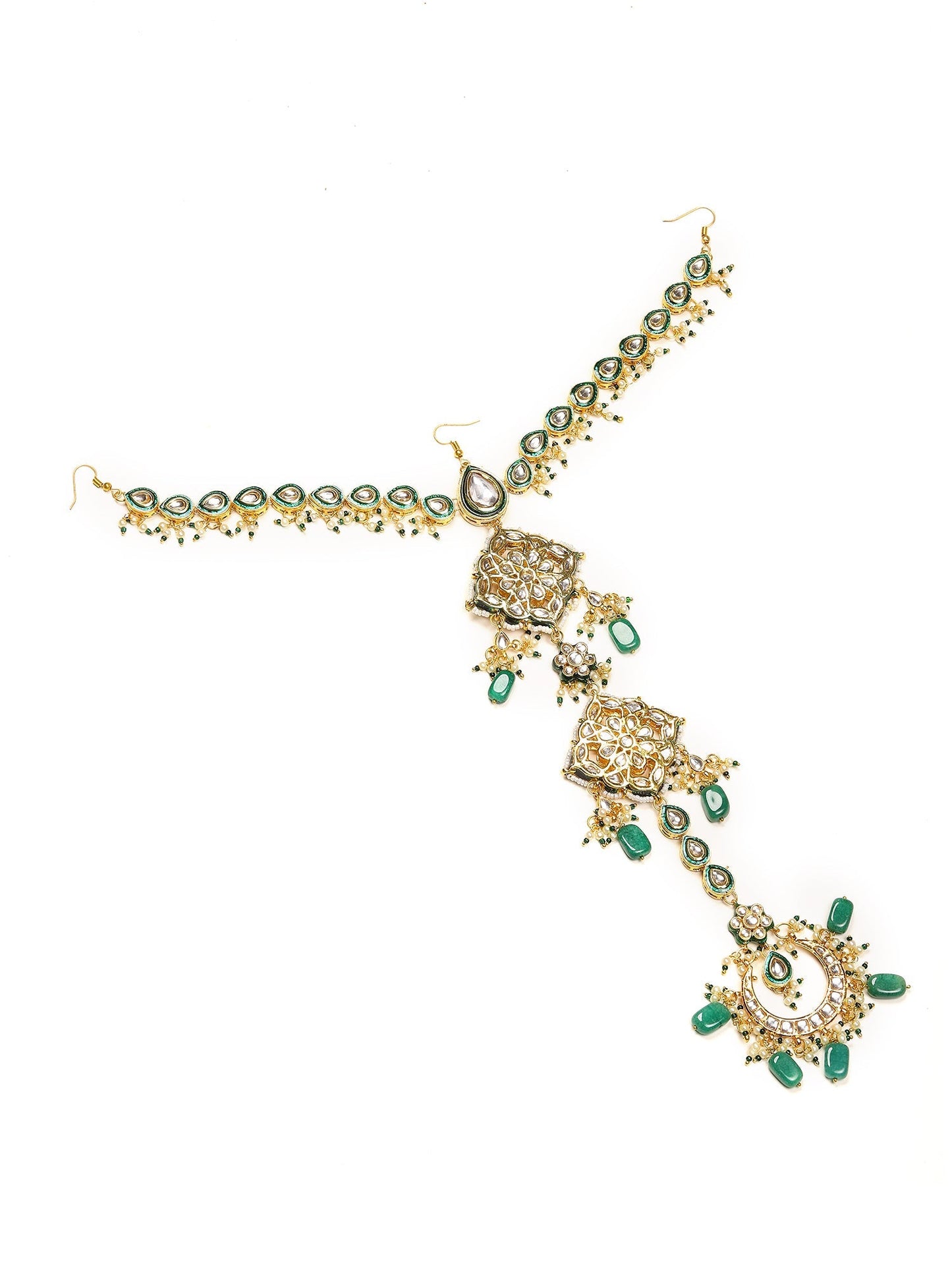 Kundan and Stone Hair Braid (Chotti) - Ruby Raang | Swadesiicart