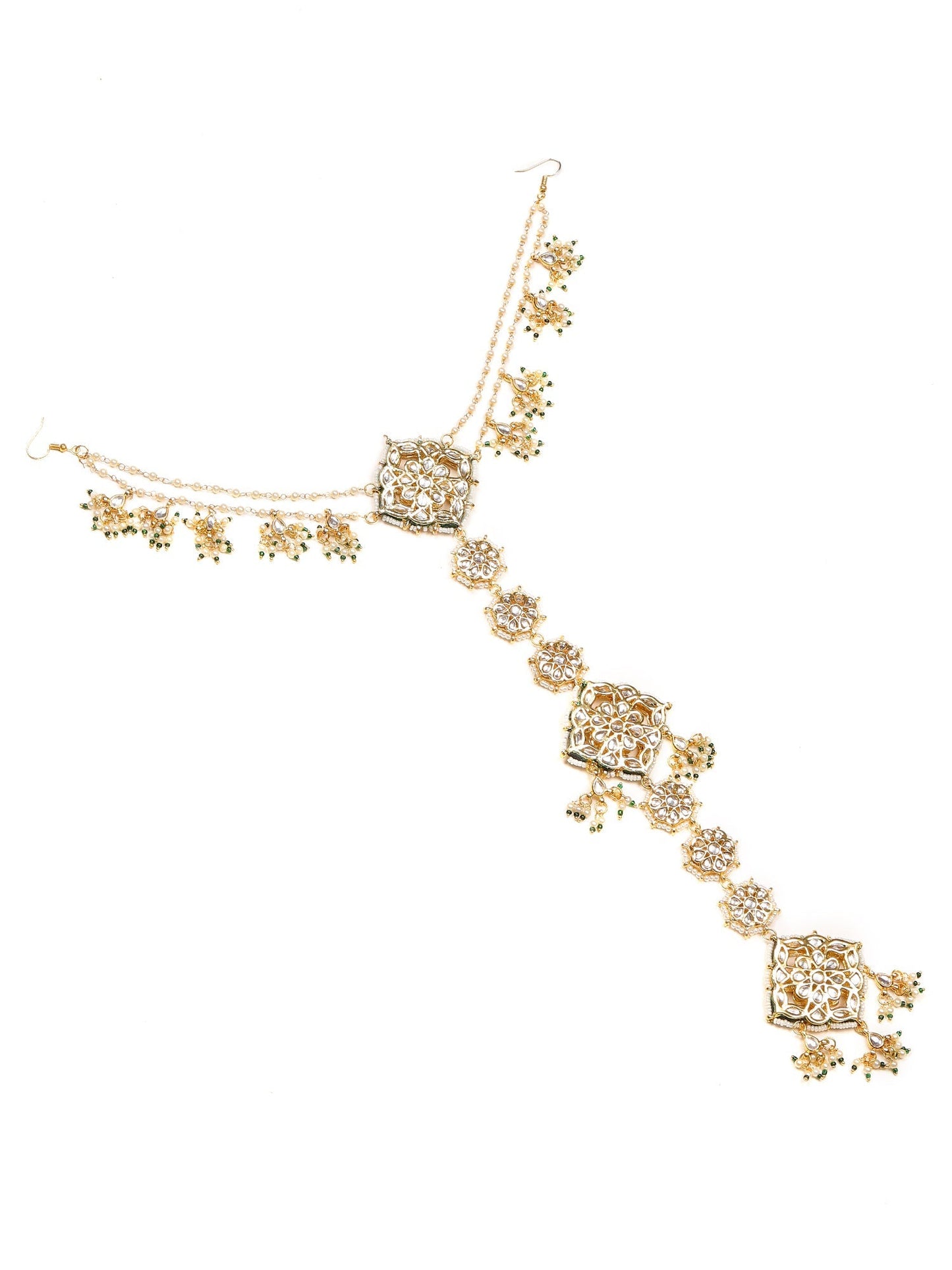 Kundan and Pearl Hair Braid (Chotti) - Ruby Raang | Swadesiicart