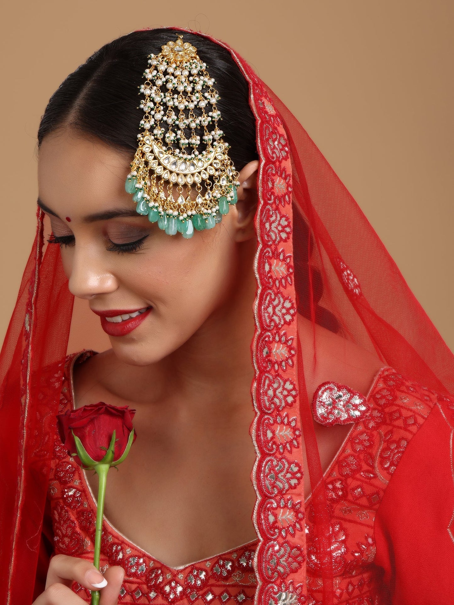 Kundan and Stone Passa/Jhoomer - Ruby Raang | Swadesiicart