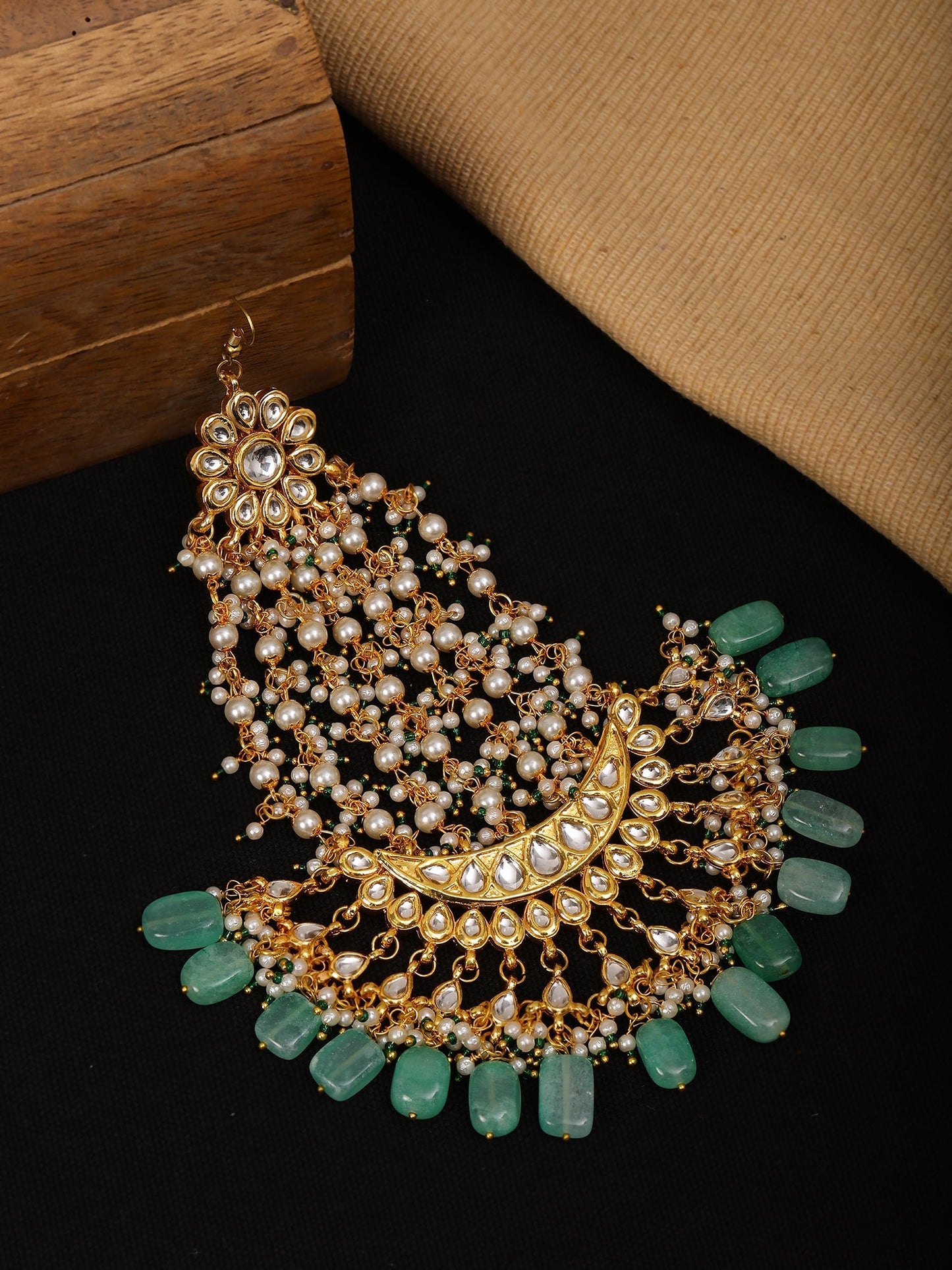 Kundan and Stone Passa/Jhoomer - Ruby Raang | Swadesiicart