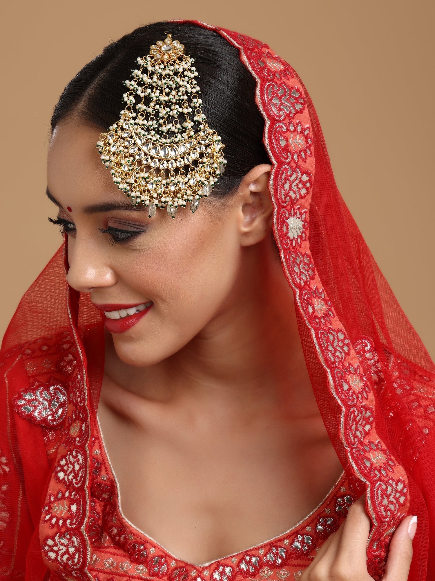 Kundan and Stone Passa/Jhoomer - Ruby Raang | Swadesiicart