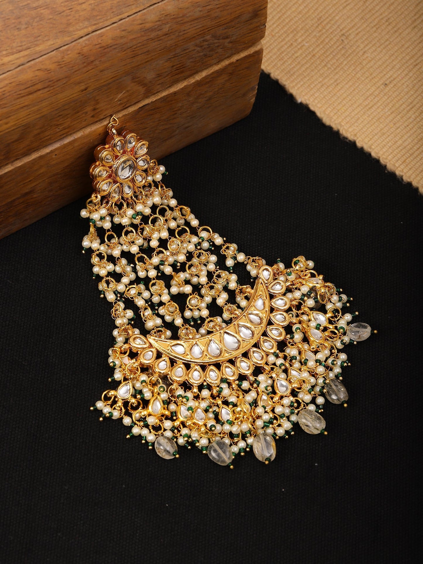 Kundan and Stone Passa/Jhoomer - Ruby Raang | Swadesiicart