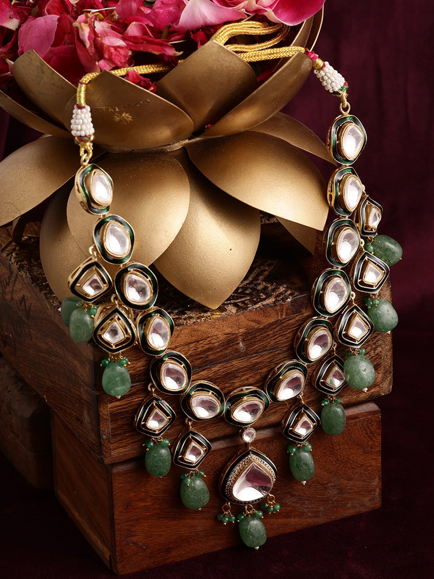 Kundan and Stone Meenakari Necklace - Ruby Raang | Swadesiicart