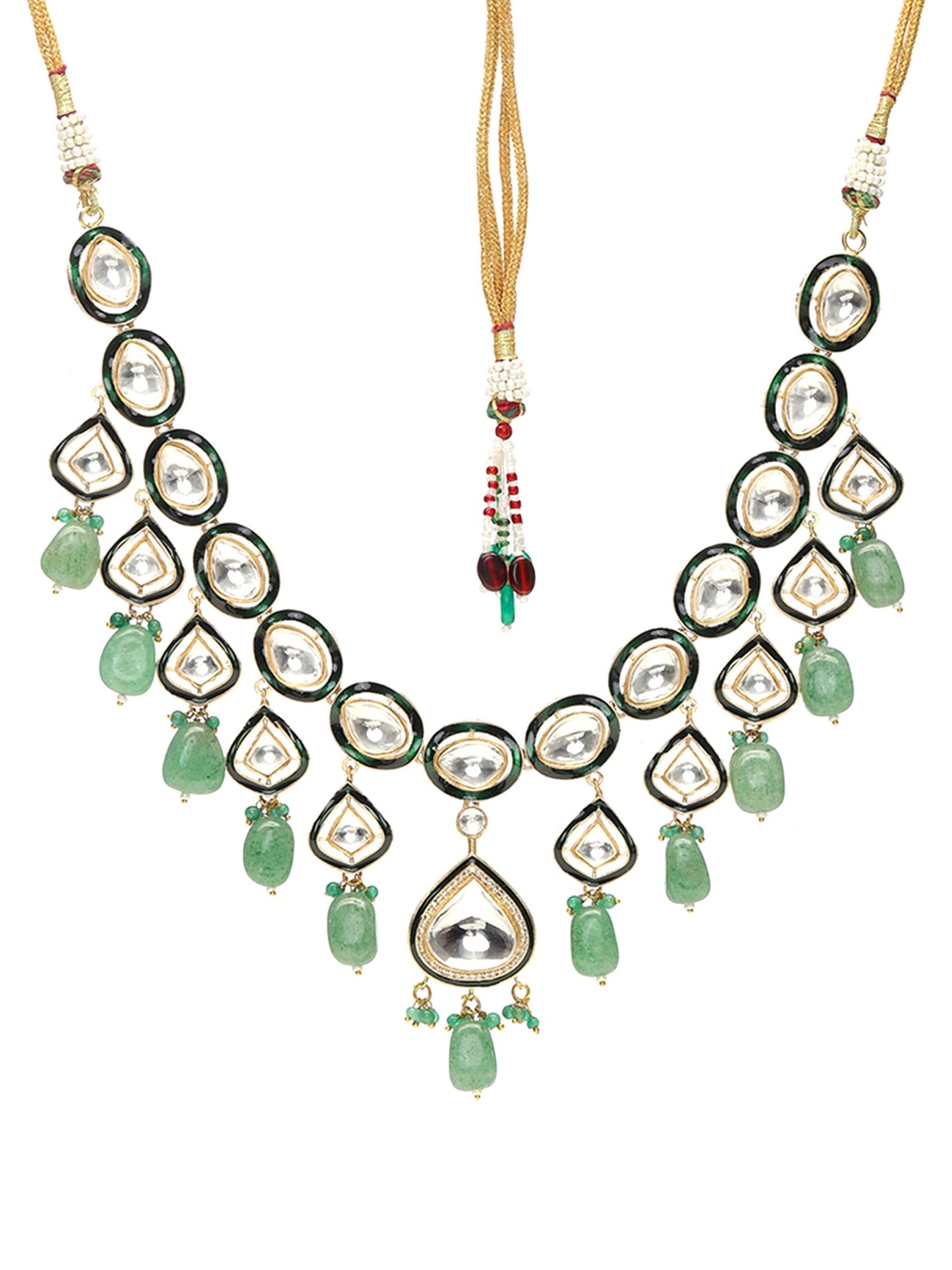 Kundan and Stone Meenakari Necklace - Ruby Raang | Swadesiicart