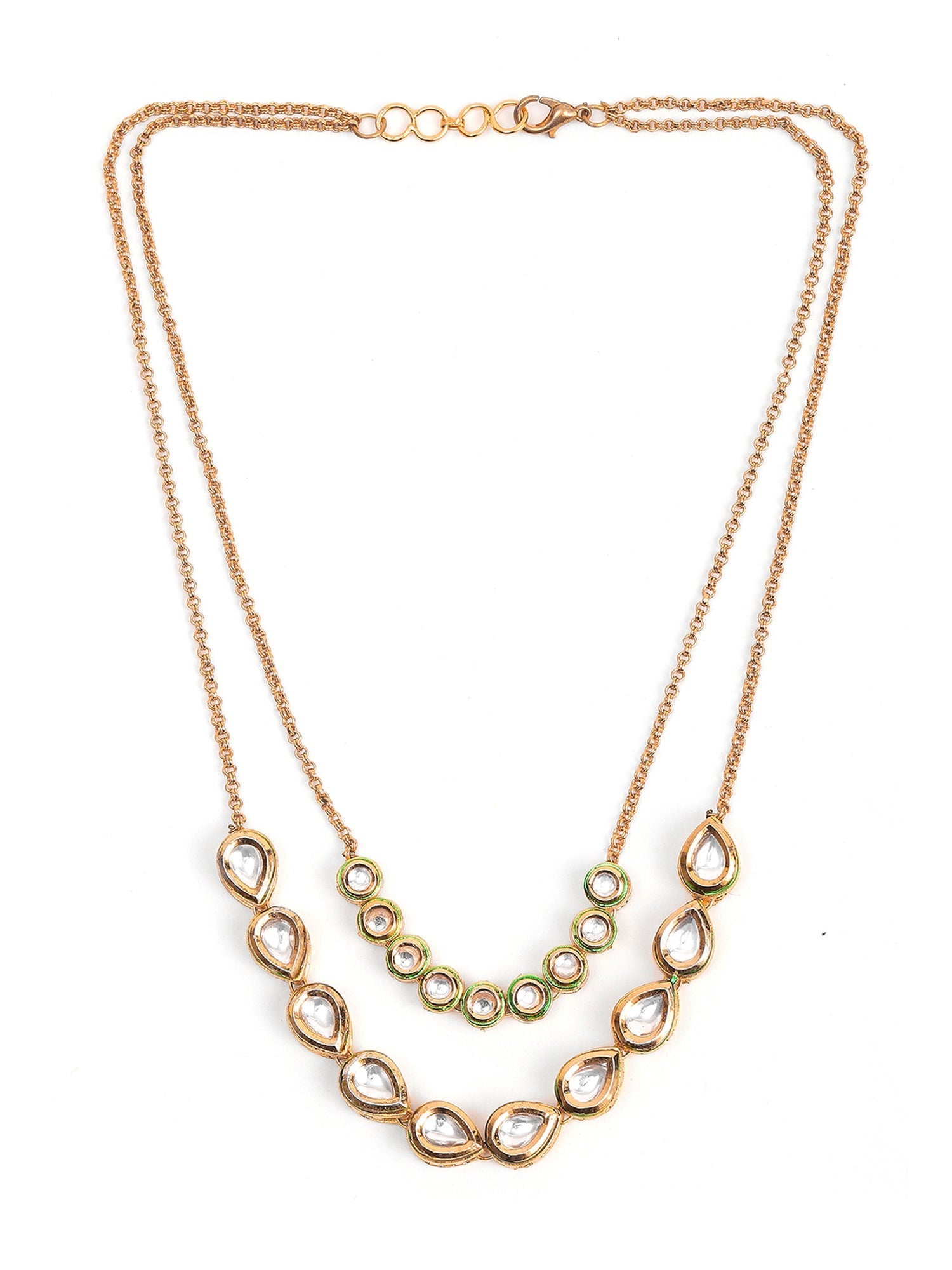 Double Layered Kundan Neckpiece - Ruby Raang | Swadesiicart