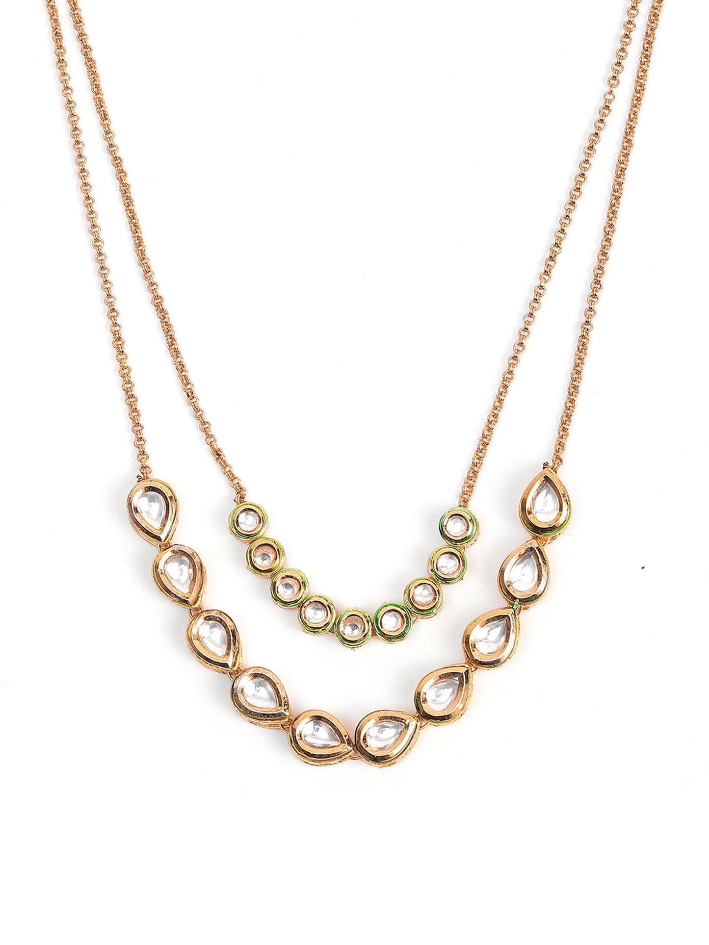 Double Layered Kundan Neckpiece - Ruby Raang | Swadesiicart