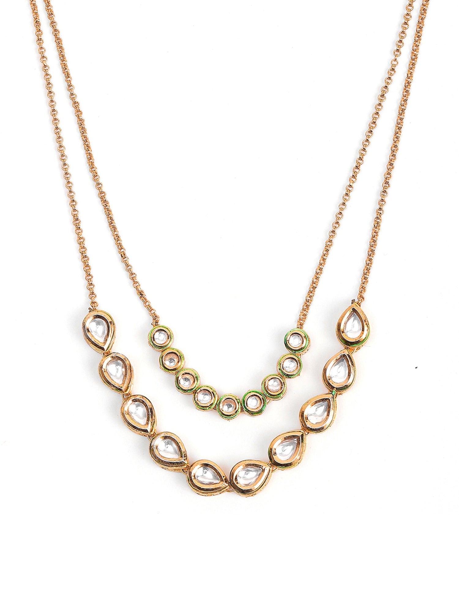 Double Layered Kundan Neckpiece - Ruby Raang | Swadesiicart