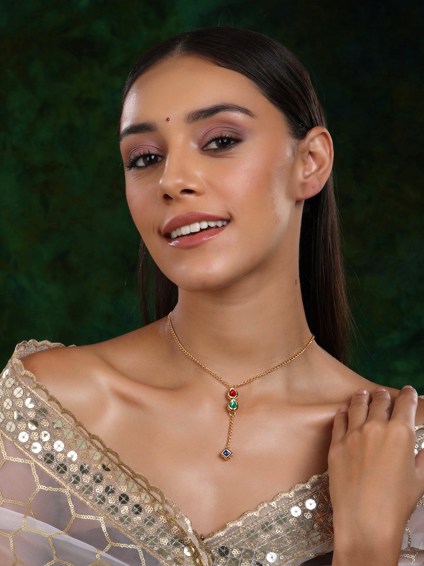 Multi Meenakari Kundan Necklace - Ruby Raang | Swadesiicart