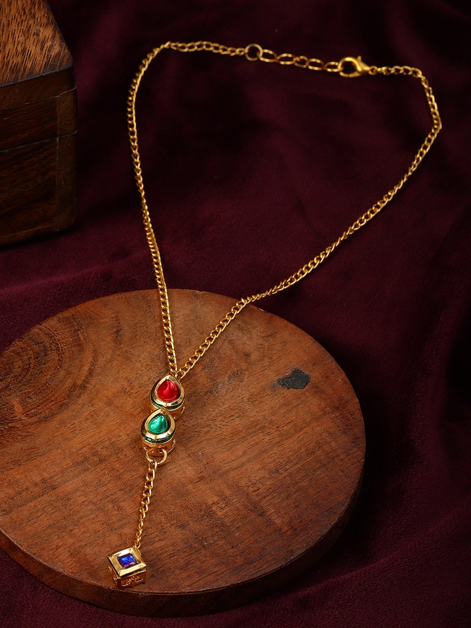 Multi Meenakari Kundan Necklace - Ruby Raang | Swadesiicart
