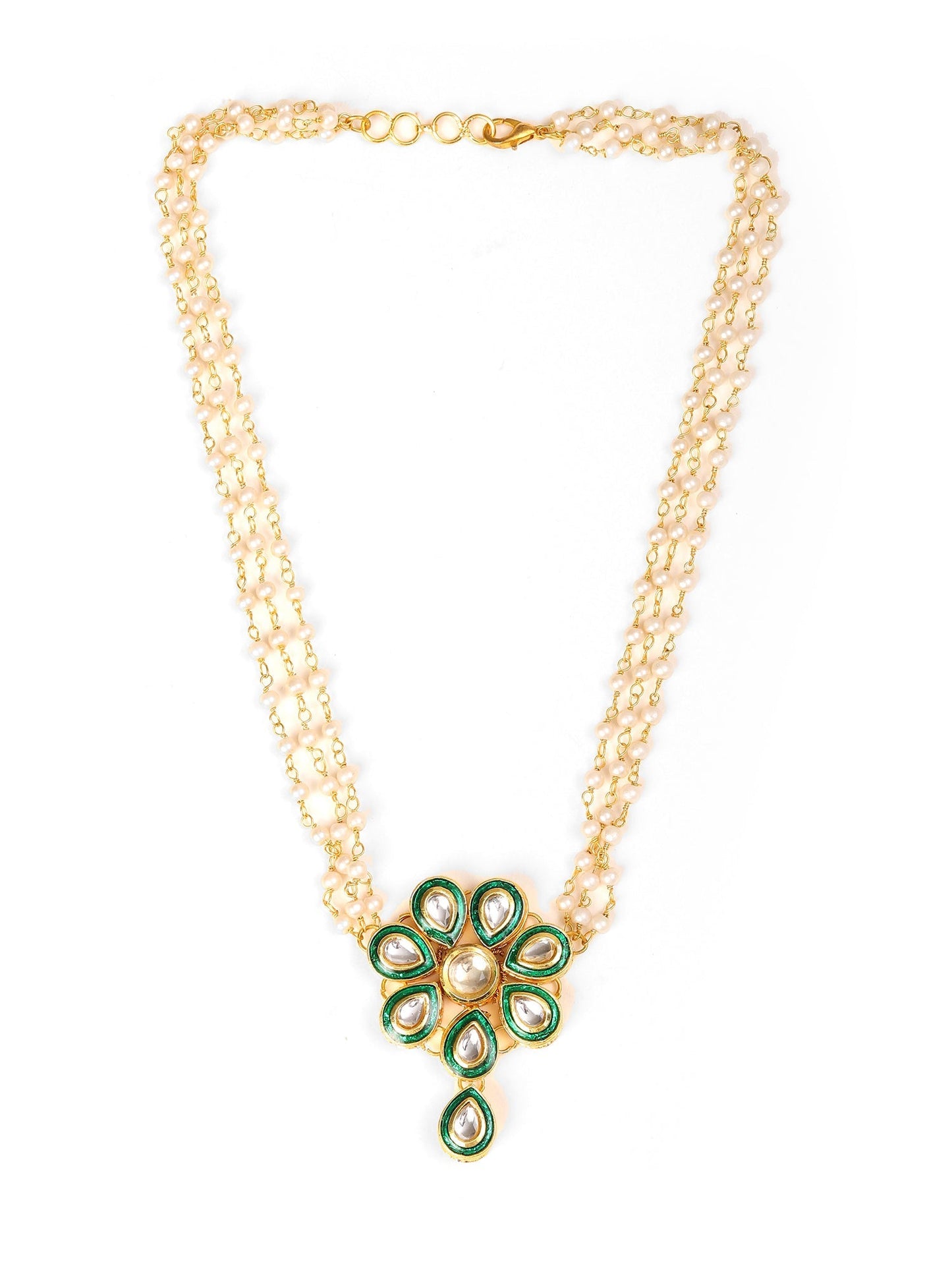 Meenakari Kundan Choker in Pearl Strings - Ruby Raang | Swadesiicart