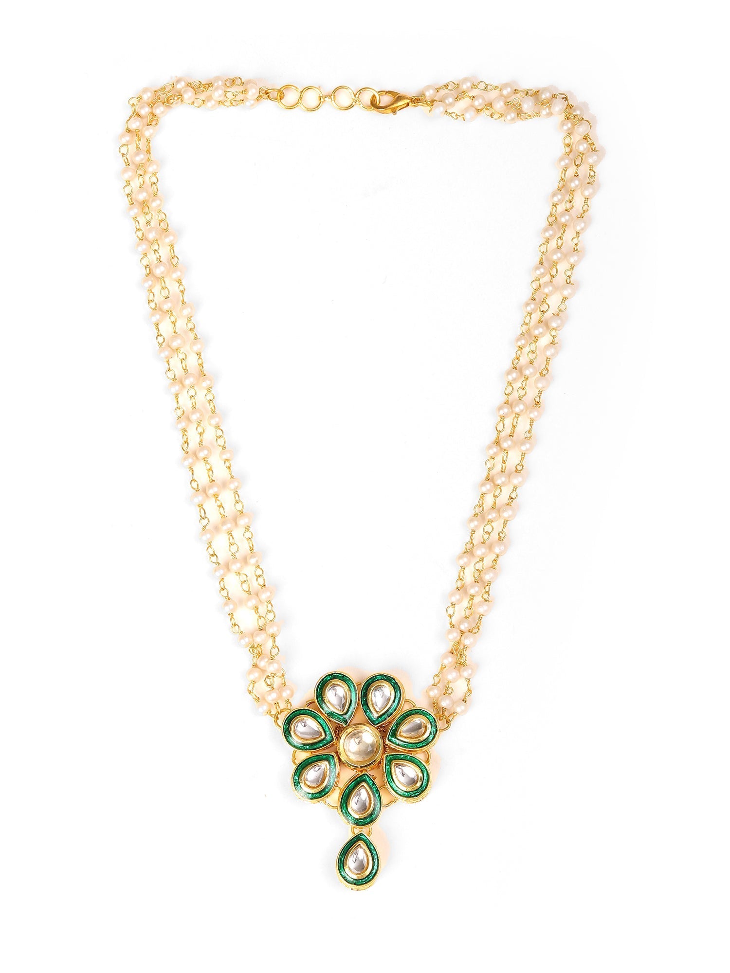 Meenakari Kundan Choker in Pearl Strings - Ruby Raang | Swadesiicart