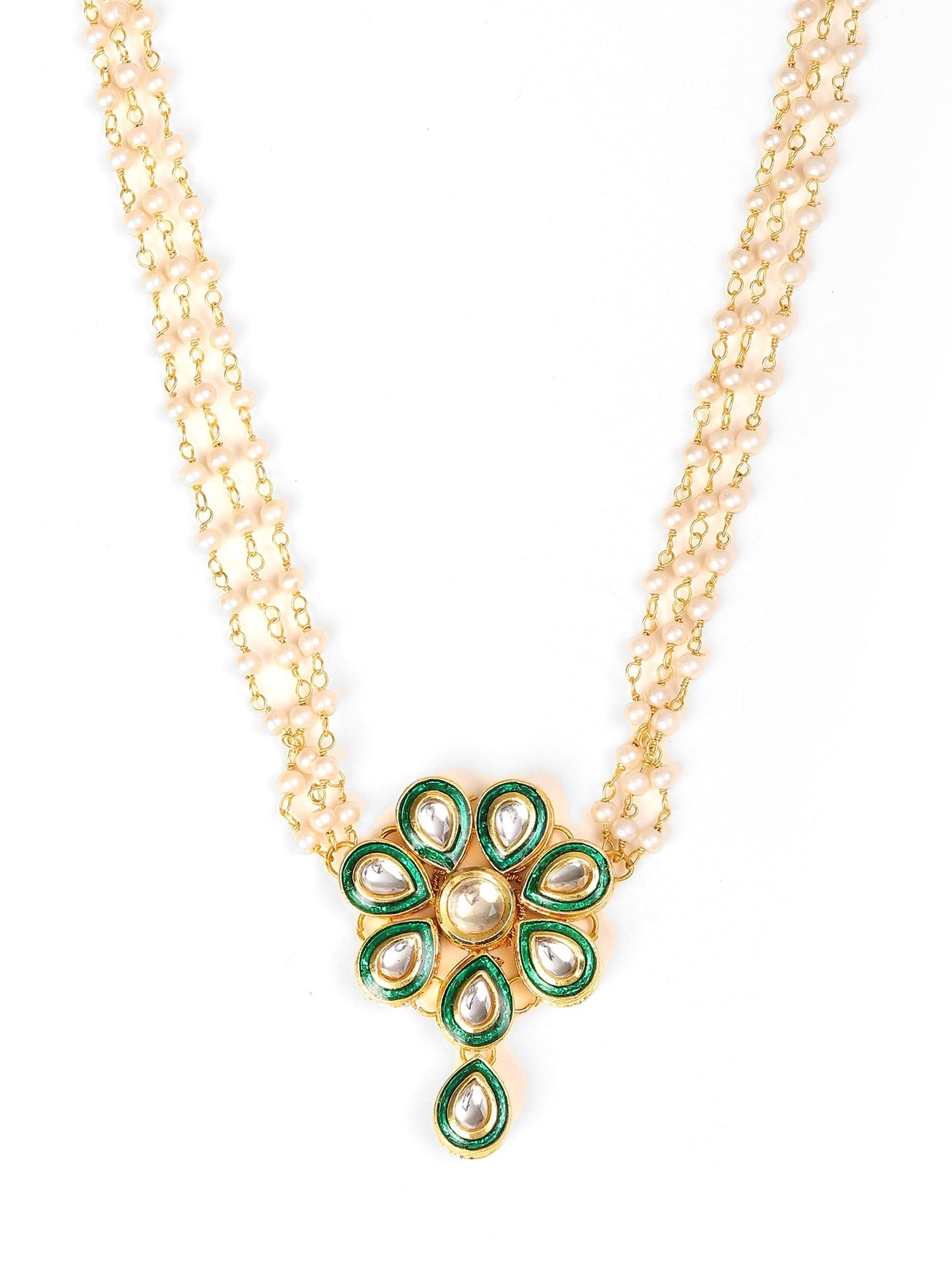 Meenakari Kundan Choker in Pearl Strings - Ruby Raang | Swadesiicart