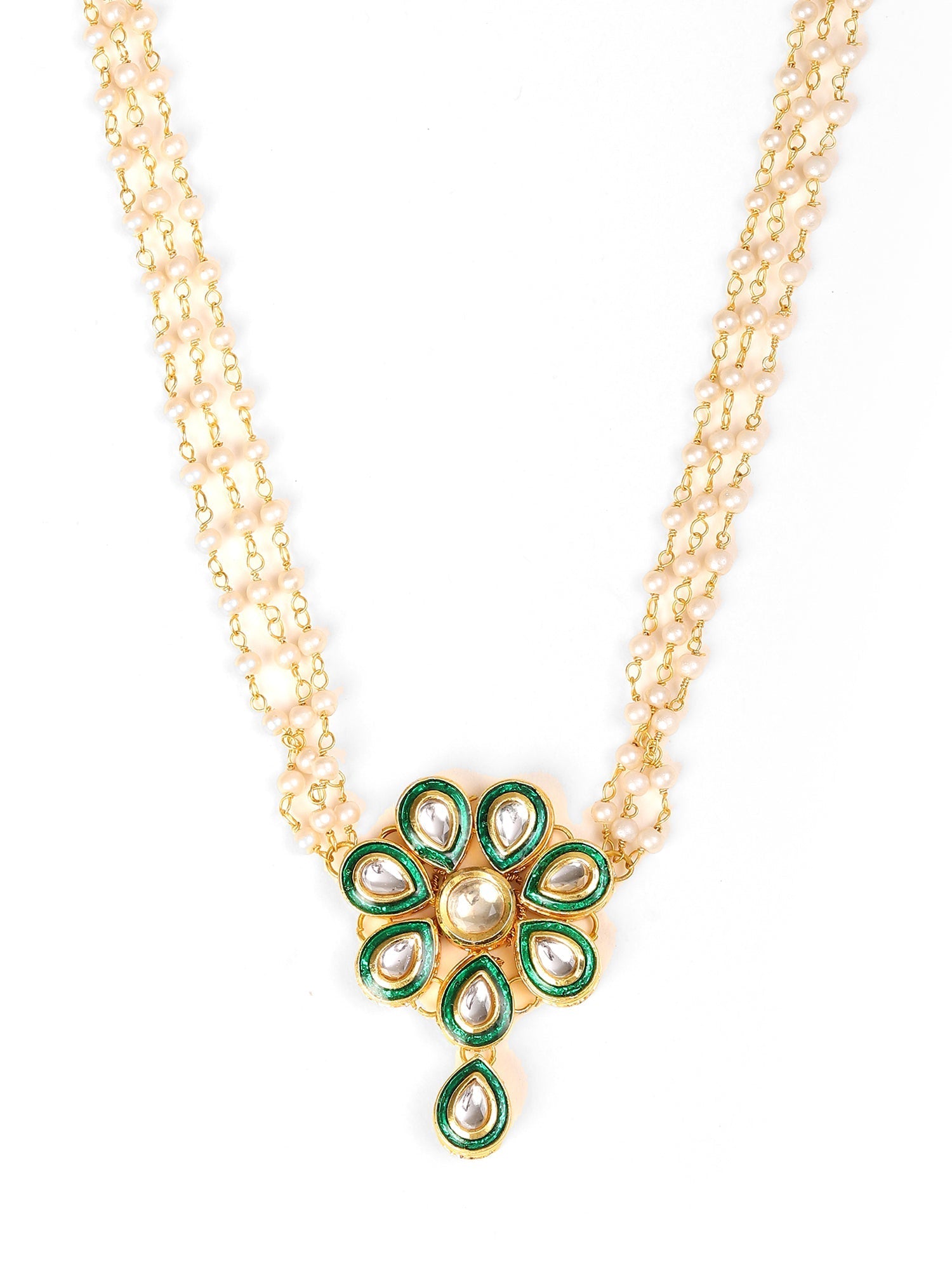 Meenakari Kundan Choker in Pearl Strings - Ruby Raang | Swadesiicart