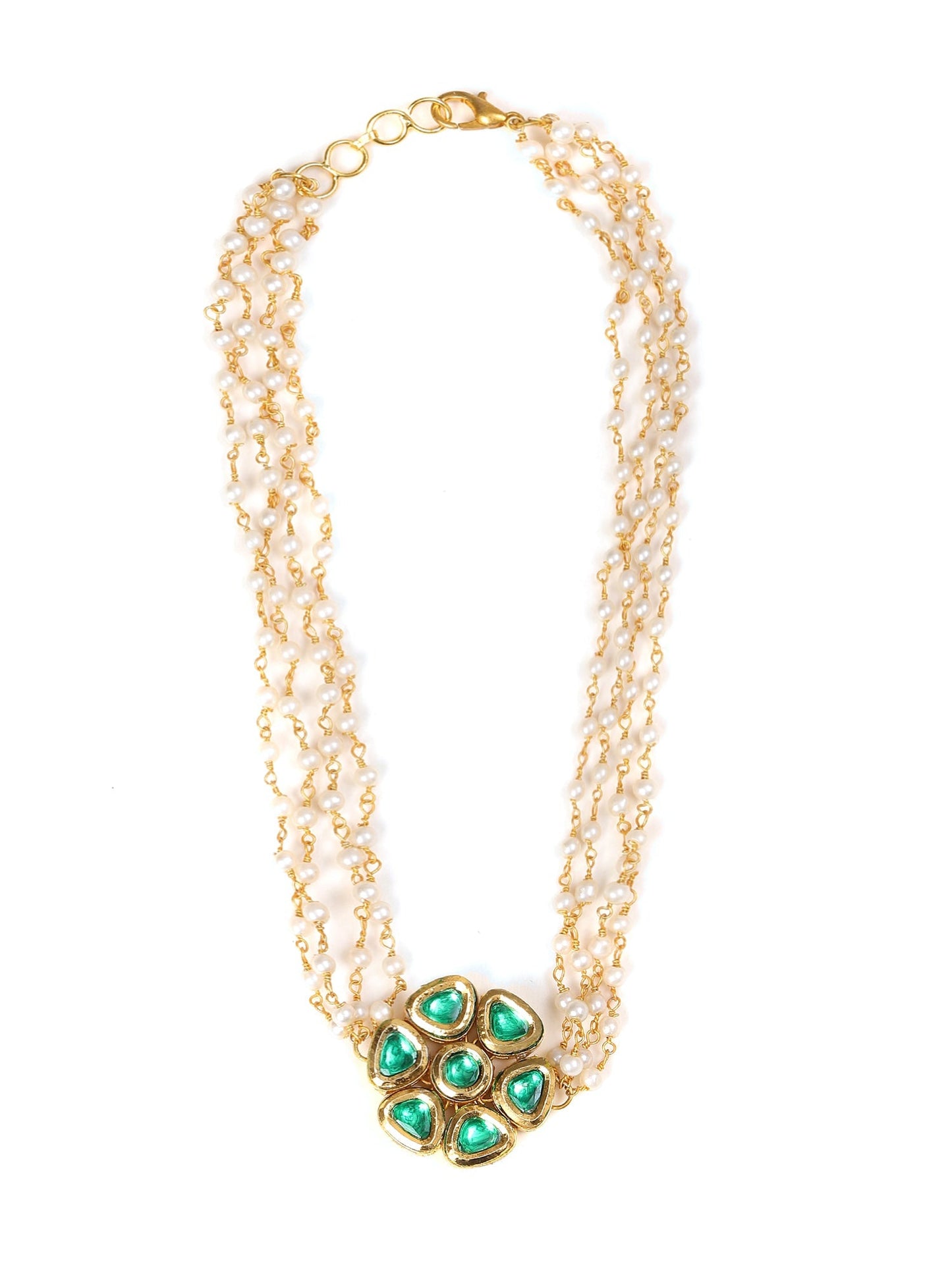 Meenakari Kundan Choker in Pearl Strings - Ruby Raang | Swadesiicart