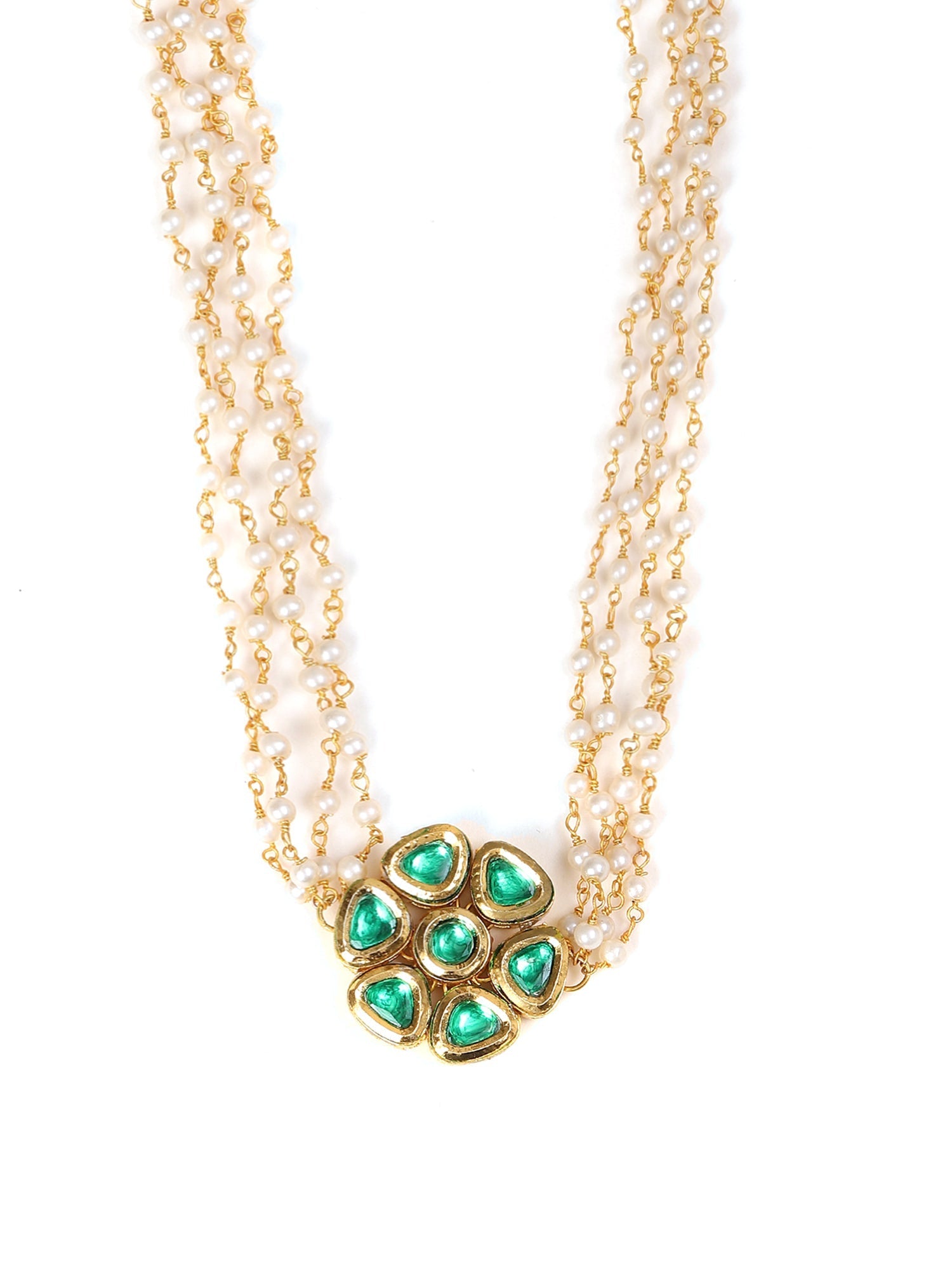 Meenakari Kundan Choker in Pearl Strings - Ruby Raang | Swadesiicart