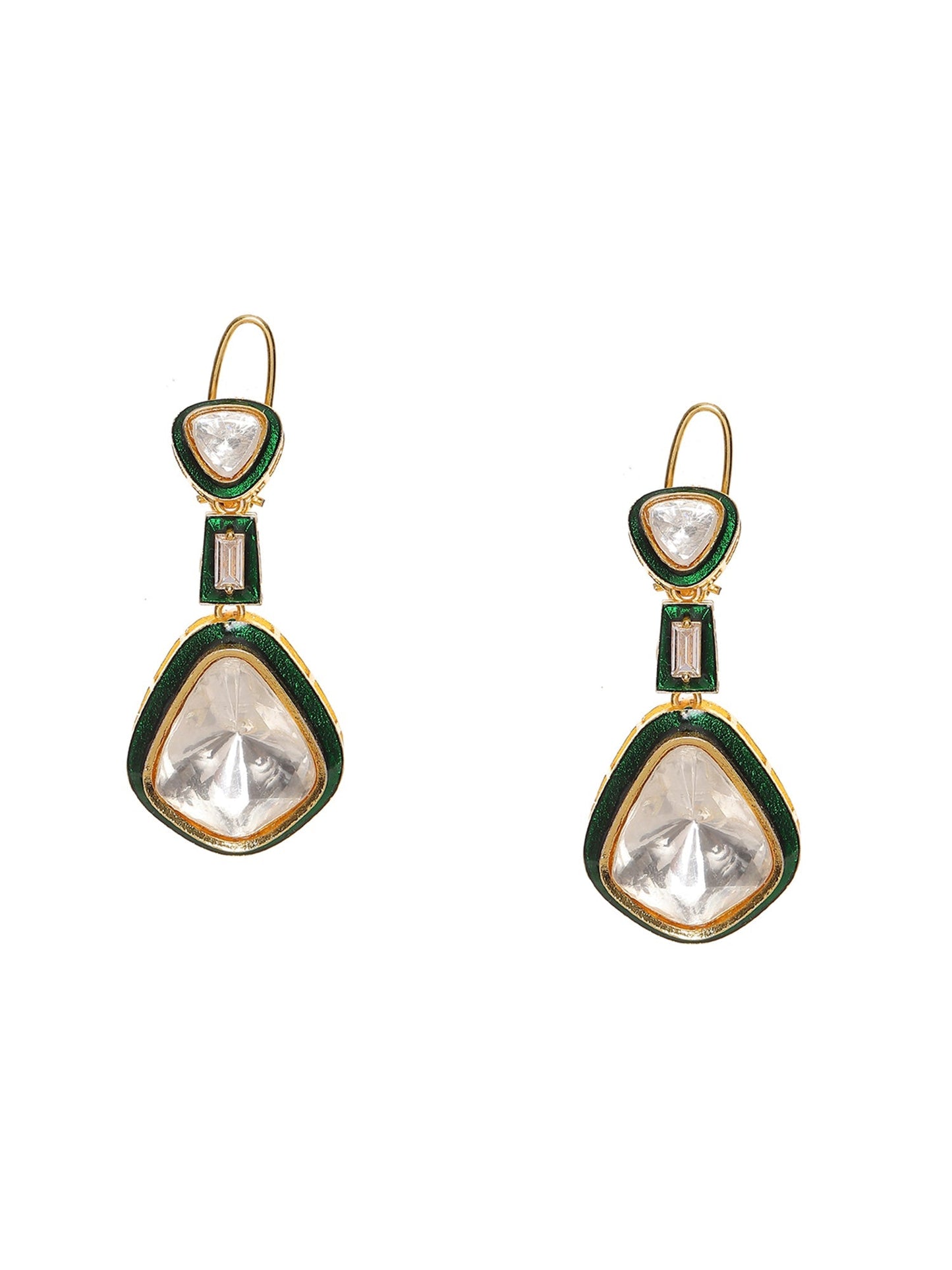 Kundan and Meenakari Earrings - Ruby Raang - Swadesiicart