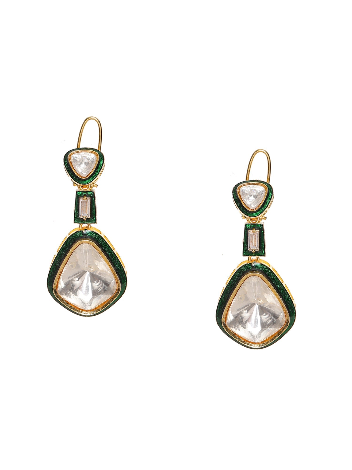 Kundan and Meenakari Earrings - Ruby Raang - Swadesiicart