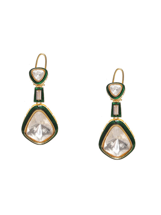 Kundan and Meenakari Earrings - Ruby Raang - Swadesiicart