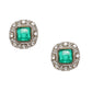 Emerald Stone with Diamonds and Mossainite Choker and Studs - Ruby Raang - Swadesiicart