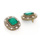 Emerald Stone with Diamonds and Mossainite Choker and Studs - Ruby Raang - Swadesiicart
