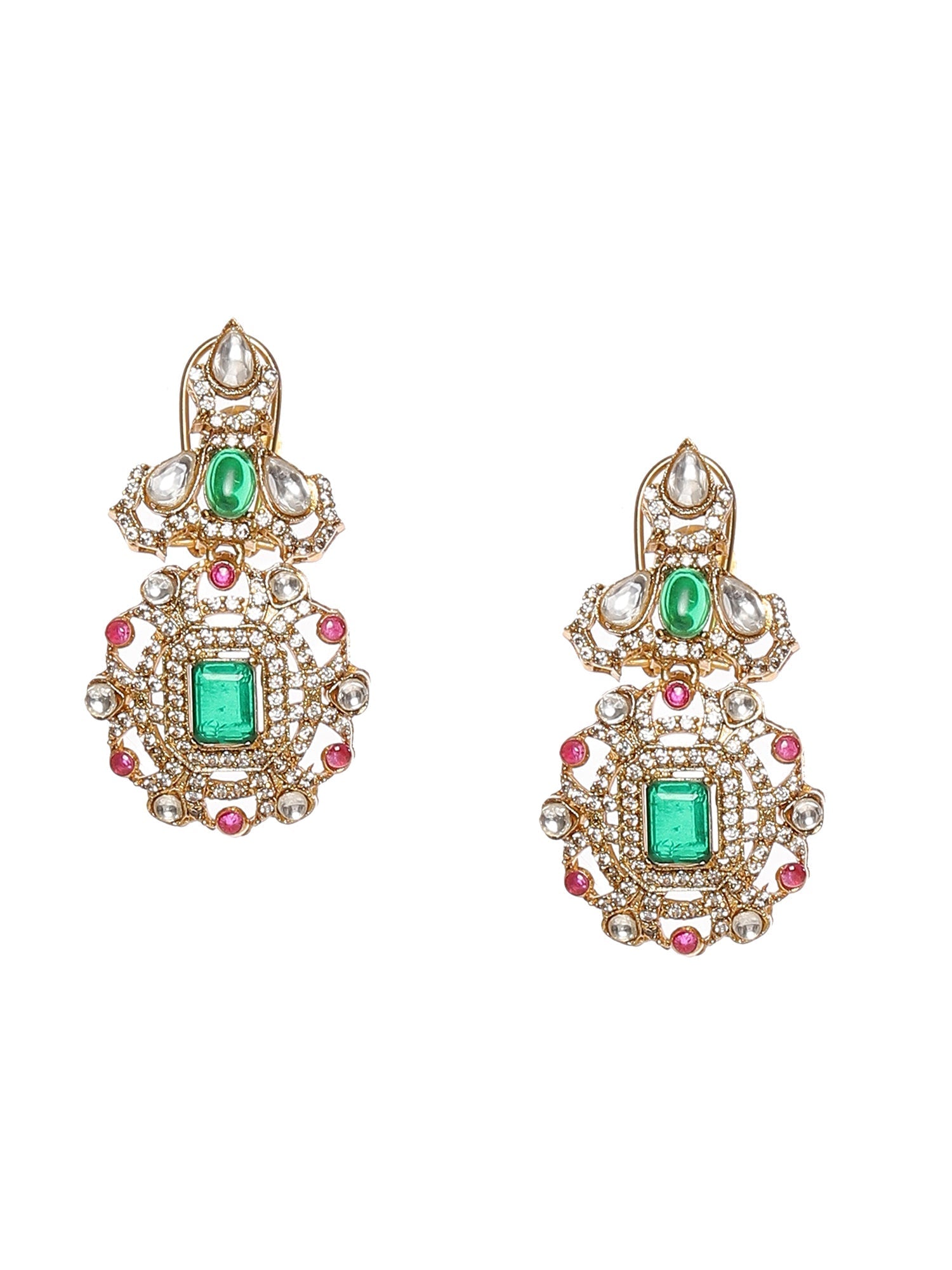 Multi Color Kundan and Stone Choker with Earrings - Ruby Raang - Swadesiicart
