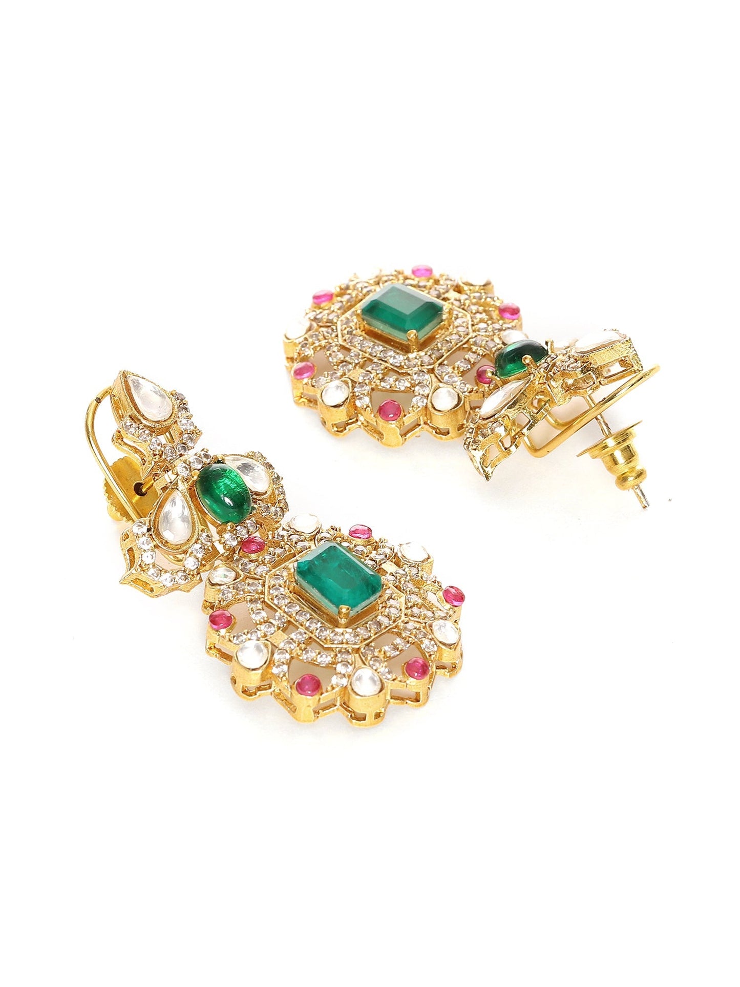 Multi Color Kundan and Stone Choker with Earrings - Ruby Raang - Swadesiicart