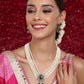 Long Pearl Layered Necklace with Pendant and Matching Earrings - Ruby Raang - Swadesiicart