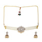 Kundan and Mossainite Choker in Pearls with matching Jhumki Earrings - Ruby Raang - Swadesiicart