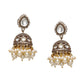 Kundan and Mossainite Choker in Pearls with matching Jhumki Earrings - Ruby Raang - Swadesiicart