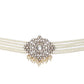 Kundan and Mossainite Choker in Pearls with matching Jhumki Earrings - Ruby Raang - Swadesiicart