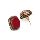 Maroon Stone and Mossainite Kundan in Pearls with Matching Studs - Ruby Raang - Swadesiicart