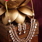 Kundan & Mossainite Necklace with Earrings - Ruby Raang - Swadesiicart