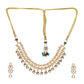 Kundan & Mossainite Necklace with Earrings - Ruby Raang - Swadesiicart