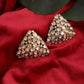 Triangle Dual Tone Kundan Earrings - Ruby Raang | Swadesiicart