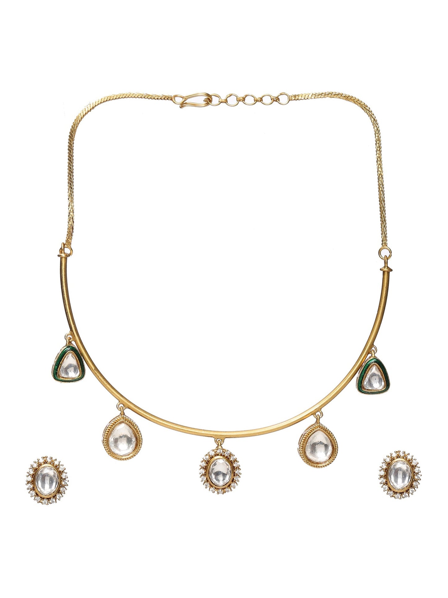 Kundan Hasli with Matching Studs - Ruby Raang - Swadesiicart