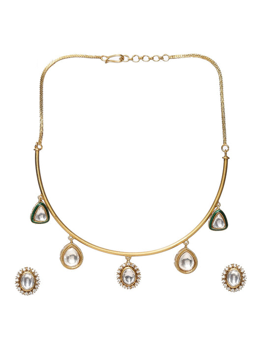 Kundan Hasli with Matching Studs - Ruby Raang - Swadesiicart