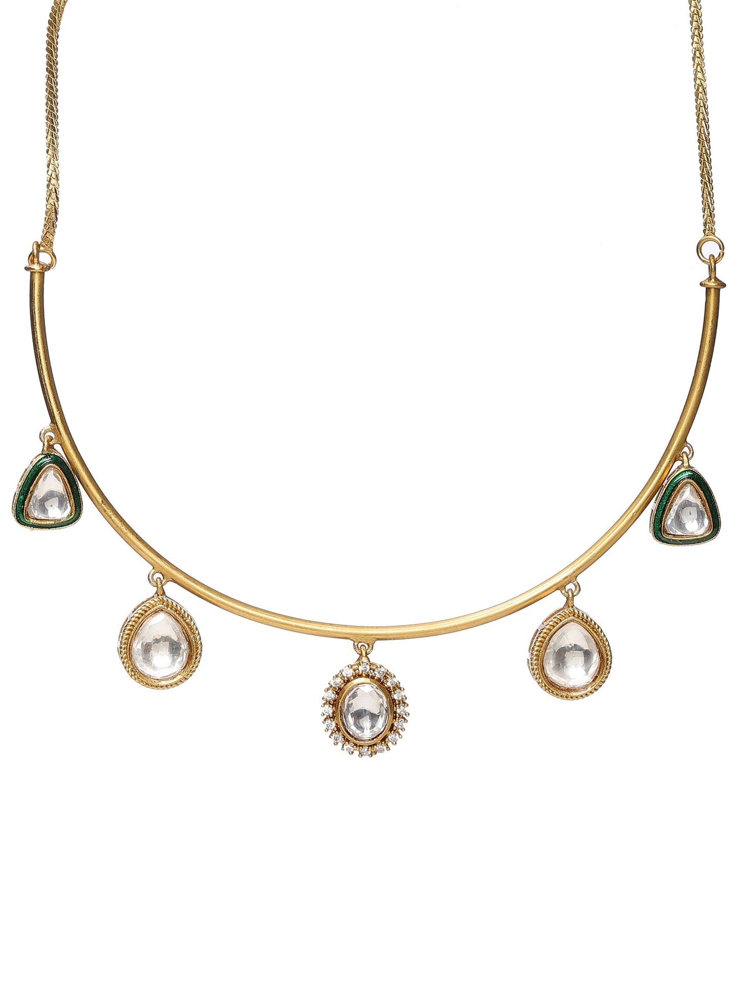 Kundan Hasli with Matching Studs - Ruby Raang - Swadesiicart
