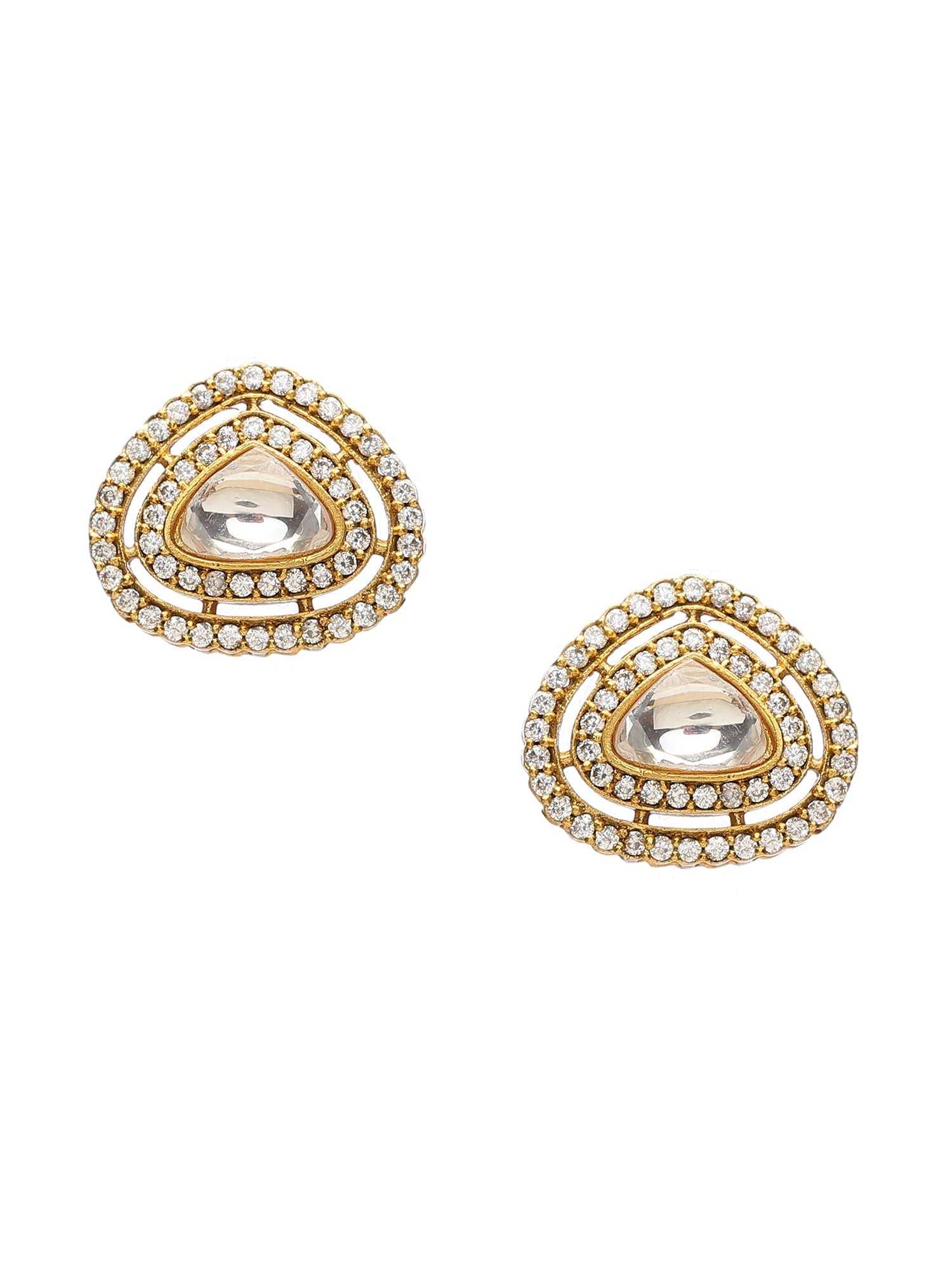 Layered Kundan Neckpiece with Matching Studs - Ruby Raang - Swadesiicart