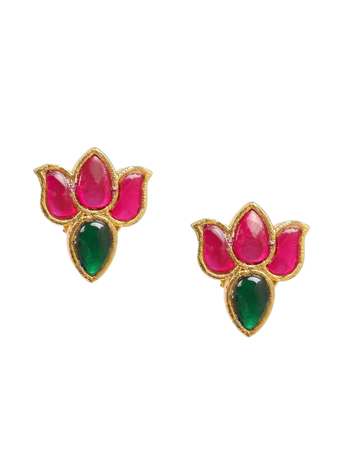 Handcrafted Patchi Kundan Necklace with Studs - Ruby Raang - Swadesiicart