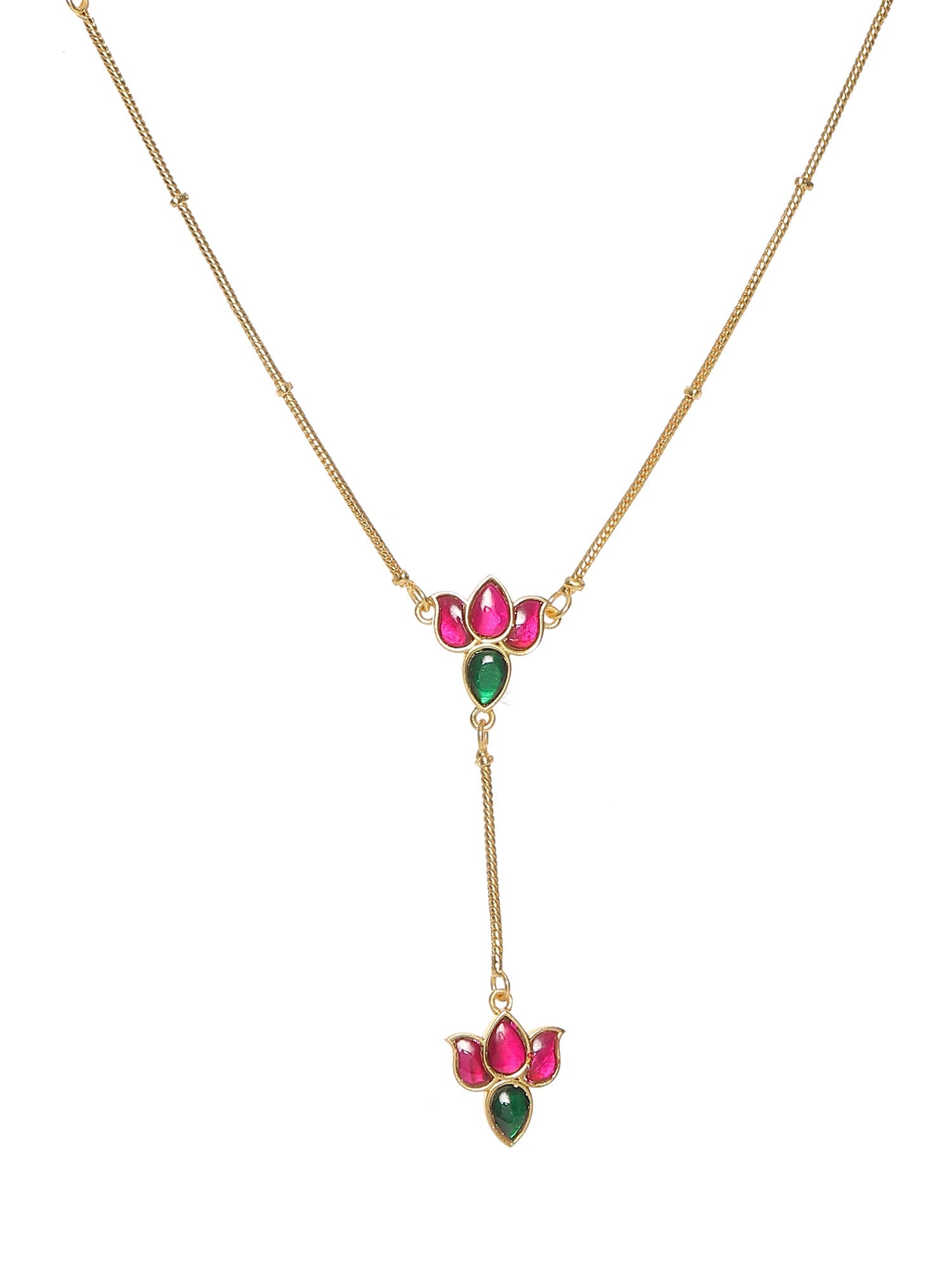 Handcrafted Patchi Kundan Necklace with Studs - Ruby Raang - Swadesiicart