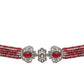 Maroon Stone and Mossainite Kundan in Maroon Onyx with Matching Earrings and Maang Tikka - Ruby Raang - Swadesiicart