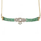 Emerald Stone and Mossainite Kundan in Green Onyx with Matching Earrings and Maang Tikka - Ruby Raang - Swadesiicart
