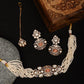 Stone and Mossainite Kundan in Pearls with Matching Earrings and Maang Tikka - Ruby Raang - Swadesiicart