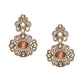 Stone and Mossainite Kundan in Pearls with Matching Earrings and Maang Tikka - Ruby Raang - Swadesiicart