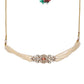 Stone and Mossainite Kundan in Pearls with Matching Earrings and Maang Tikka - Ruby Raang - Swadesiicart