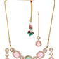 Multi Stone and Mossainite Kundan Choker with Matching Earrings and Maang Tikka - Ruby Raang - Swadesiicart
