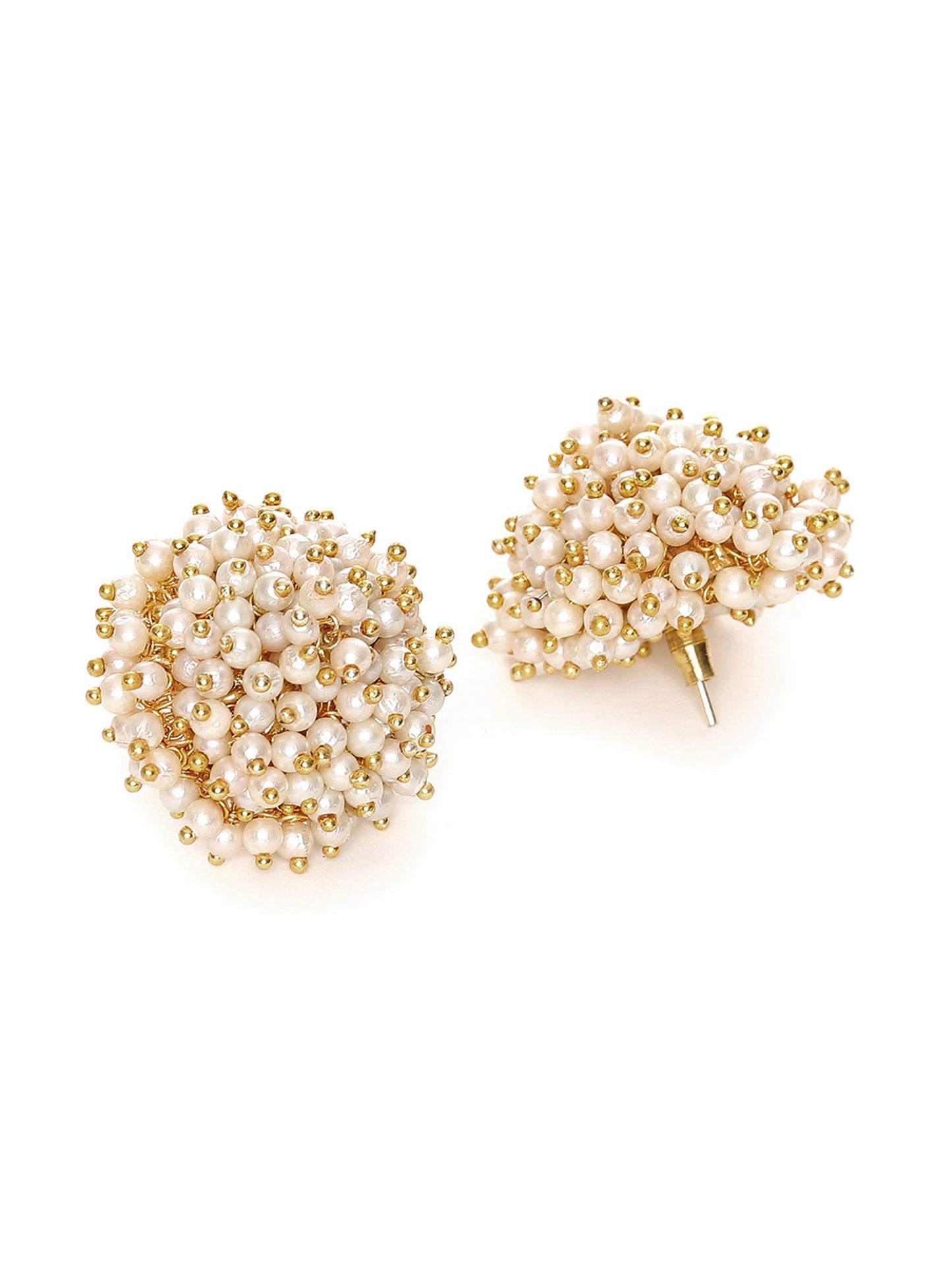 Round Pearl Studs - Ruby Raang - Swadesiicart