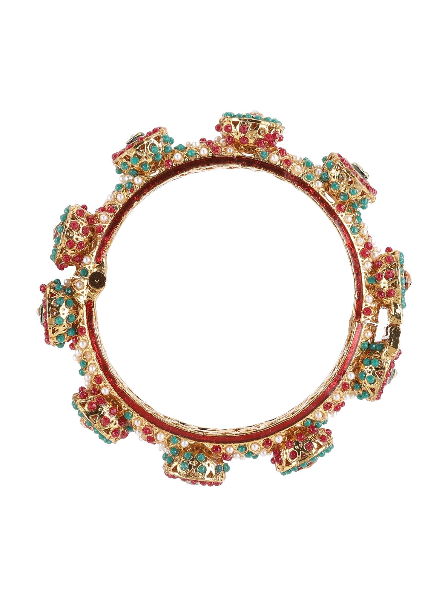 Rajwada Red - Green Hues Handcrafted Heavy Bangles (set of 2) - Ruby Raang - Swadesiicart