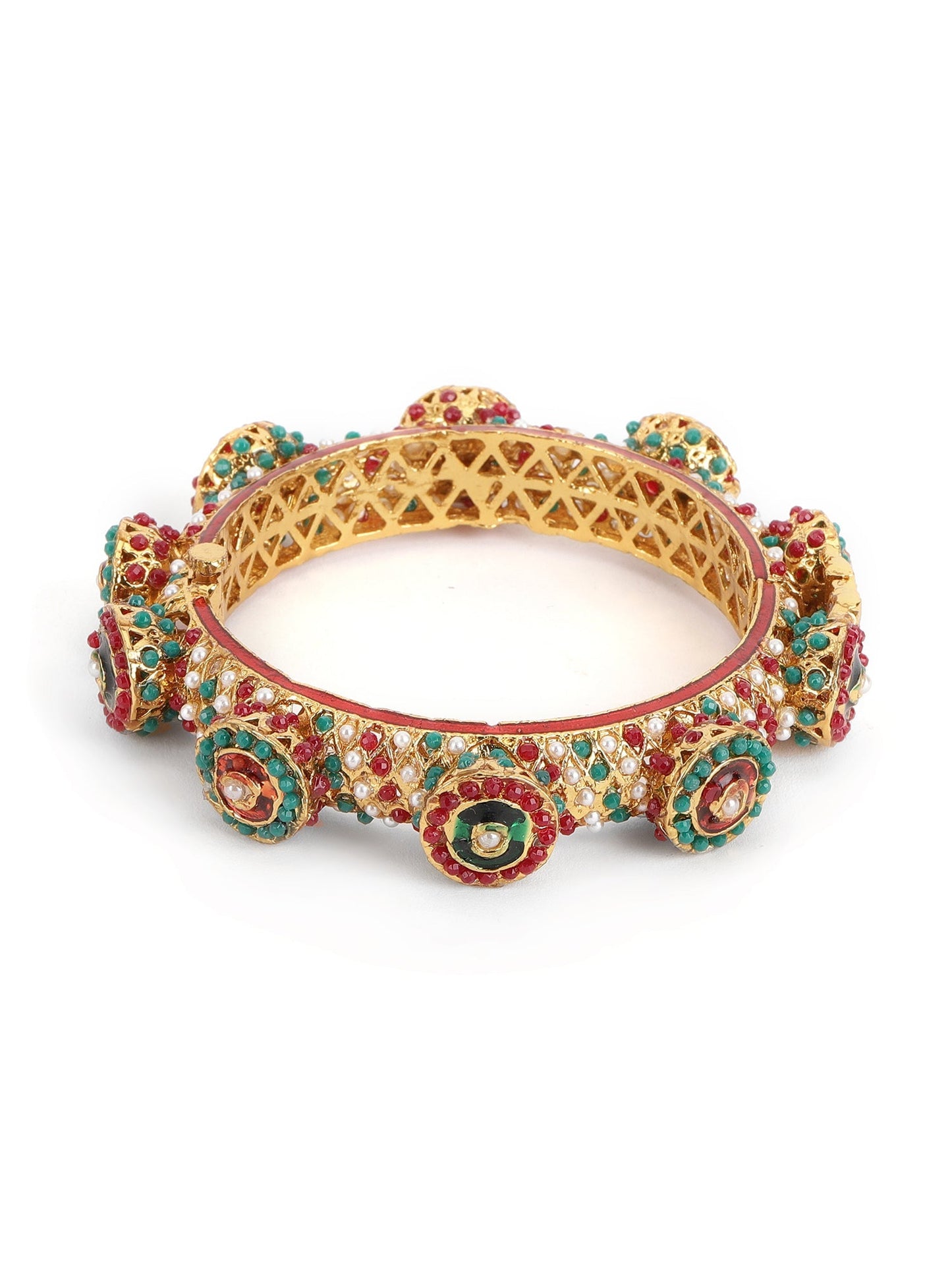 Rajwada Red - Green Hues Handcrafted Heavy Bangles (set of 2) - Ruby Raang - Swadesiicart