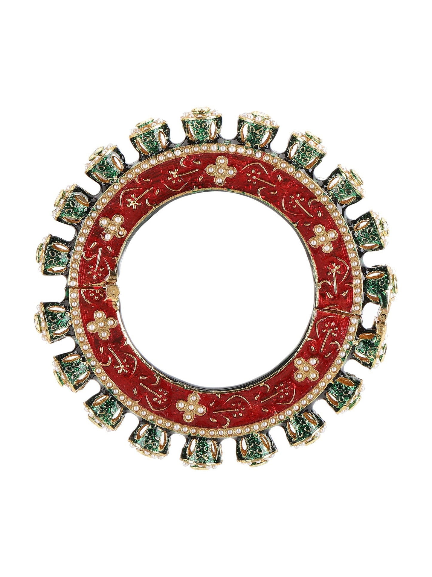Meenakari Handcrafted Heavy Bangles (set of 2) - Ruby Raang - Swadesiicart
